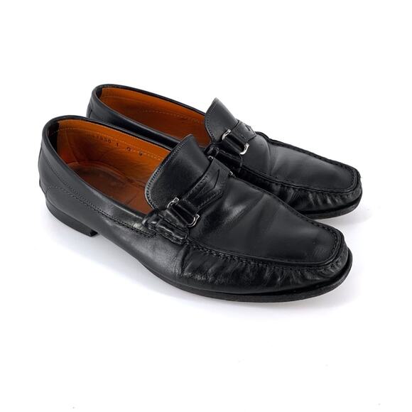 SANTONI Horse Bit Loafer Moccasin Black Leather 9 D main image 6